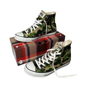 A Bathing Ape Bapesta Green ABC Camo Canvas Hi Top Trainers